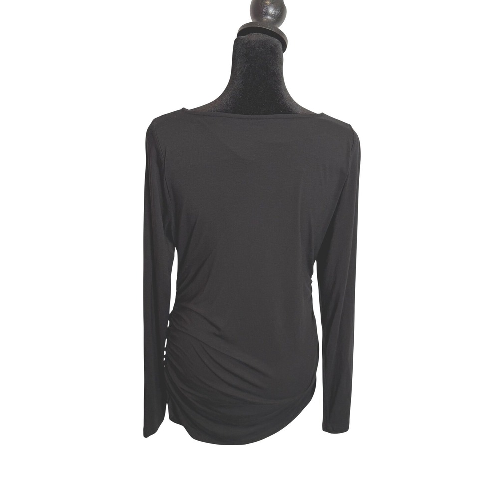Soft Surroundings Black Ruched Side Long Sleeve Top Size XS Stretch Minimalist - Picture 6 of 8